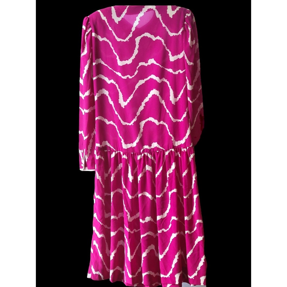 Vintage 90's hot pink Albert Nipon silky "Executive" dress size 4 - Picture 5 of 5